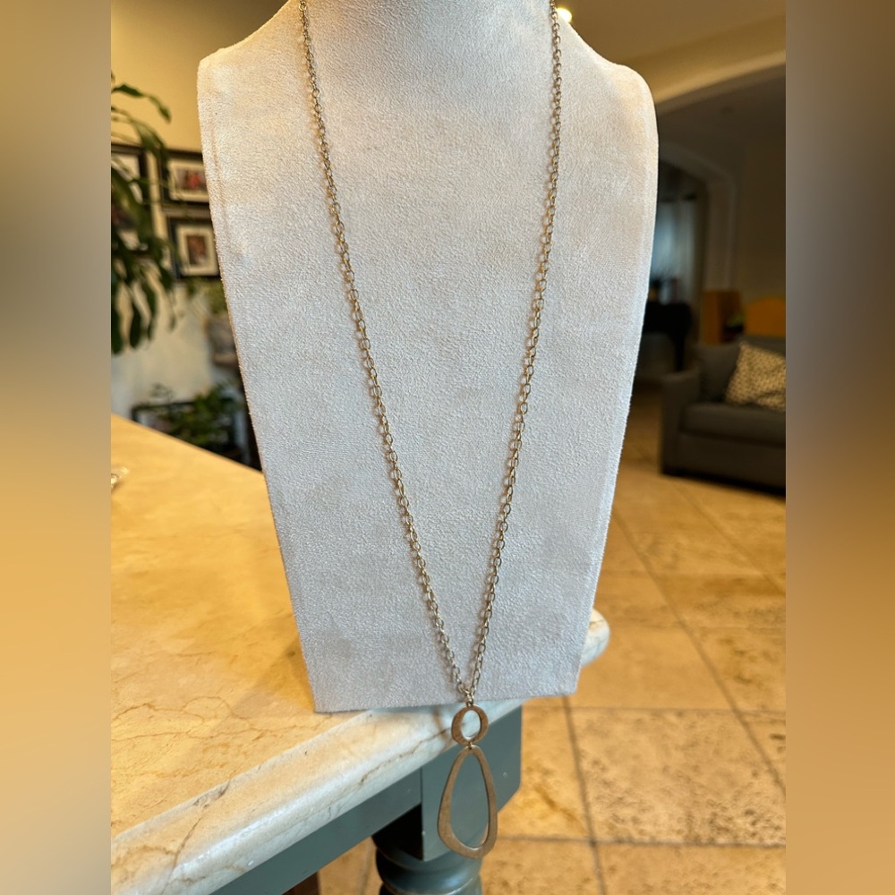 CANVAS jewelry 32” gold necklace with 3.5” pendant drop